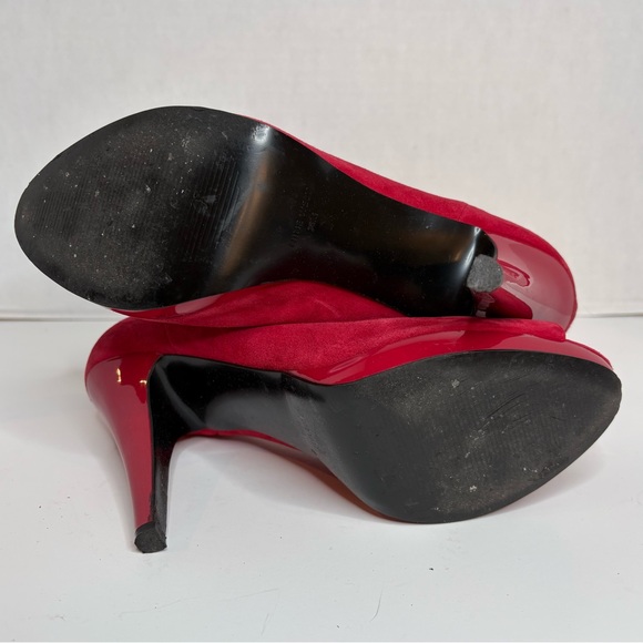 Nine West Red Suede Peep-Toe Booties, Pendanto Stiletto Platform Women’s Size 10 - Picture 5 of 16